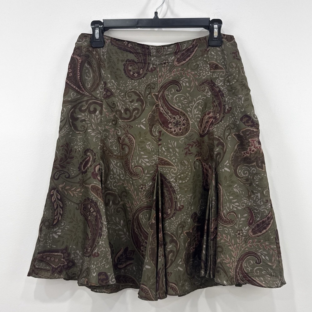 Lauren Ralph Lauren 100% Silk Skirt 4P Paisley Equestrian English Countryside